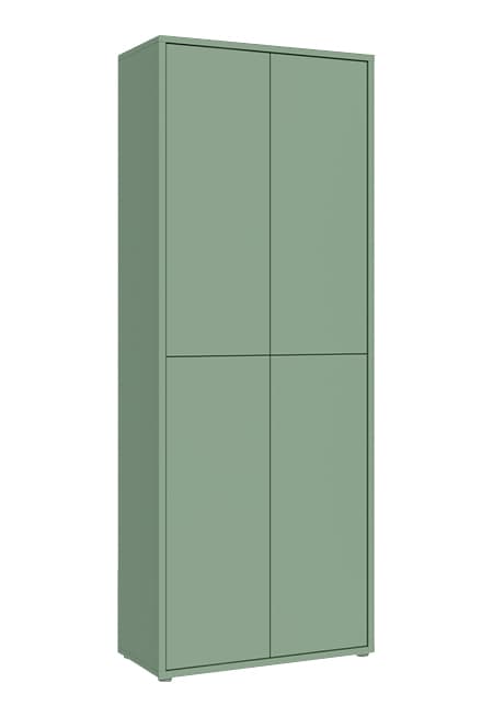 mattgruener hochschrank mit vier grifflosen tueren