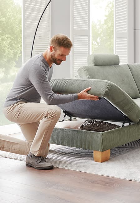stauraum sofa mit klappbarer sitzflaeche