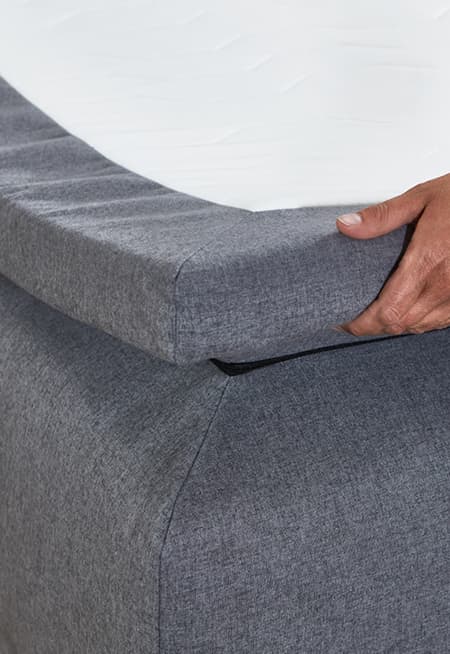abnehmbarer topperbezug in grau mit reissverschluss