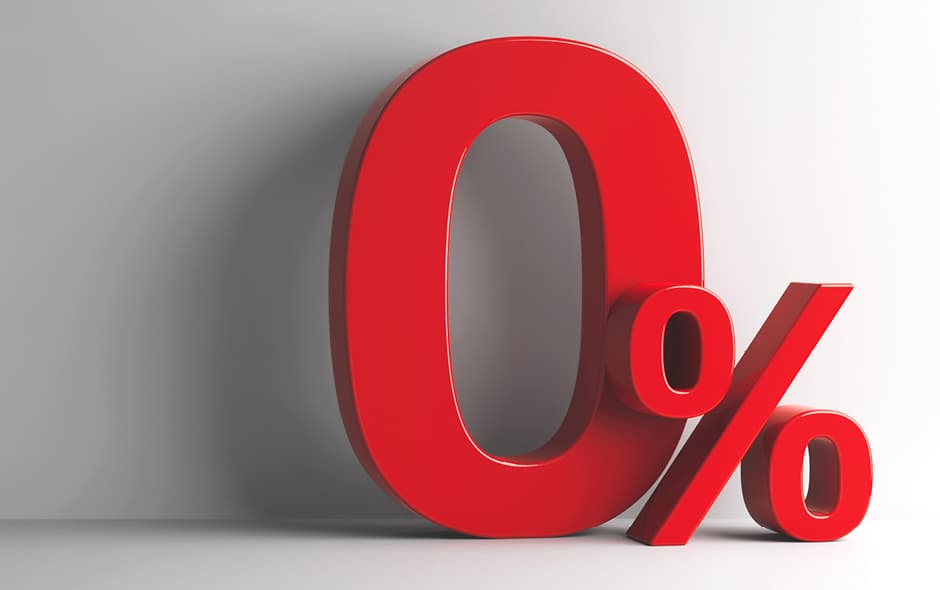 eine grosse nullprozent als symbol fuer finanzkauf